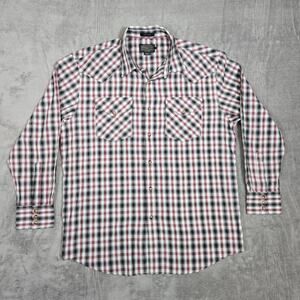 Pendleton Frontier Men’s Large Plaid Western Pearl Snap Shirt Red Black White